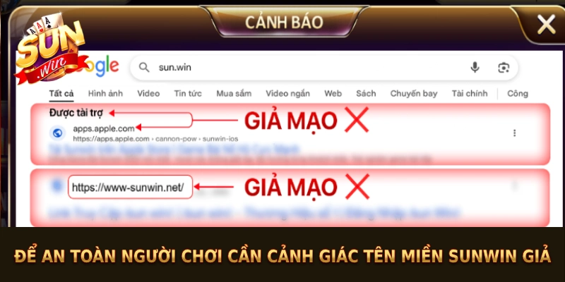 Để an toàn người chơi cần cảnh giác tên miền SUNWIN giả Để an toàn người chơi cần cảnh giác tên miền SUNWIN giả
