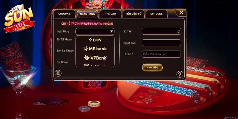 Hướng dẫn nạp tiền SUNWIN qua ngân hàng Hướng dẫn nạp tiền SUNWIN qua ngân hàng