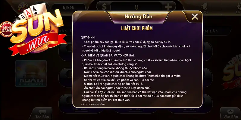 Phỏm đổi thưởng quy định 2 loại phỏm chính là ngang và dọc