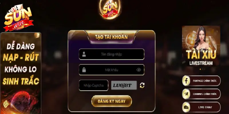 Thao tác tham gia Tiến Lên đếm lá SUNWIN đơn giản nhanh chóng